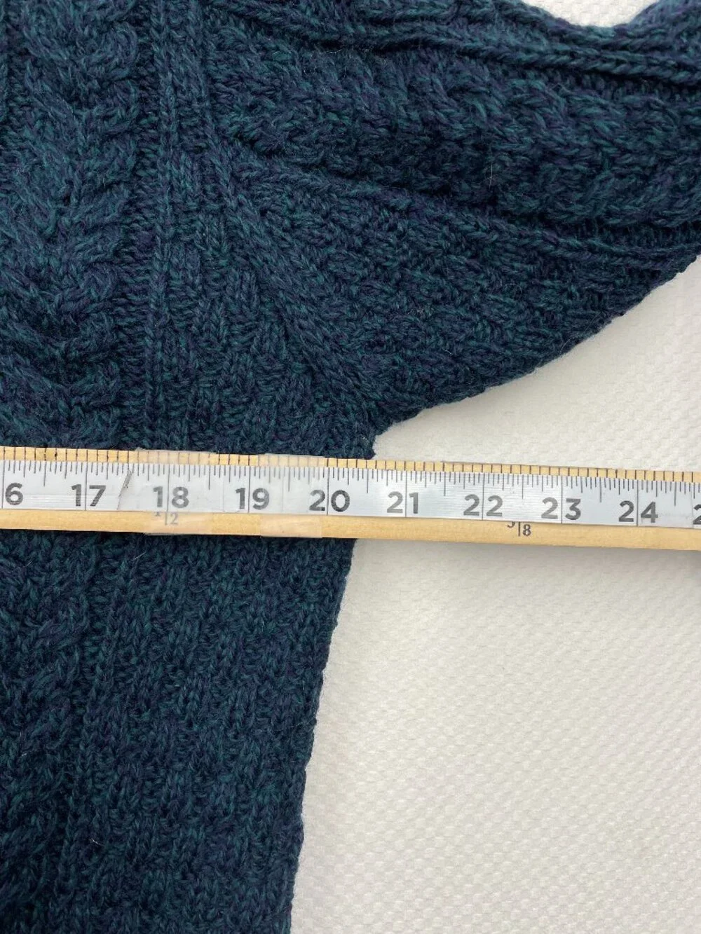 Aran Crafts Blue Merino Wool Cable Knit Half Zip Fisherman Irish Sweater Mens XL